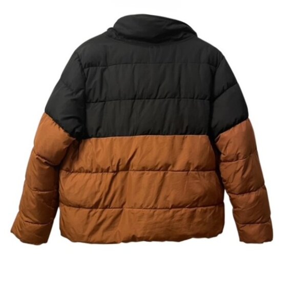 Summersalt Colorblock Eco Puffer Jacket Coat Size Medium Brown Black - Picture 3 of 16